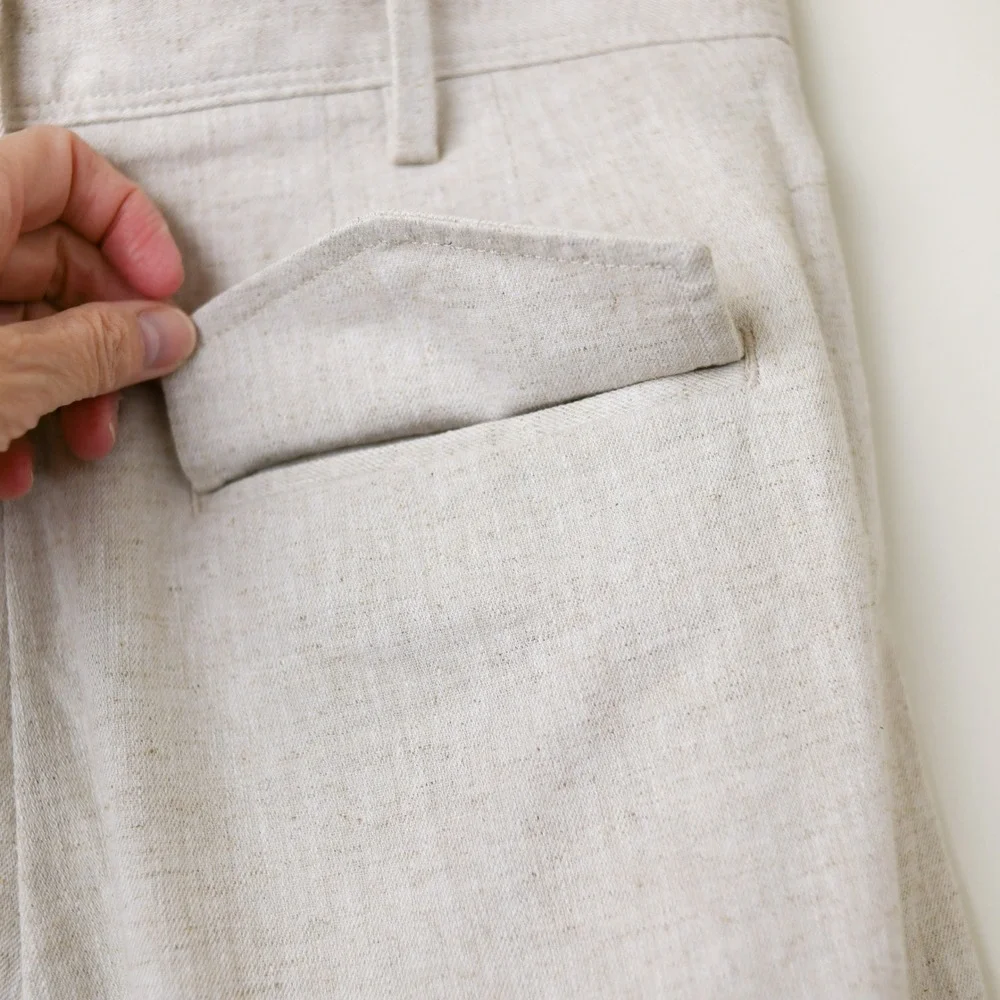 Banana Republic Linen Cotton Wide Leg Pants Women 2 P Beige Pleated Minimalist